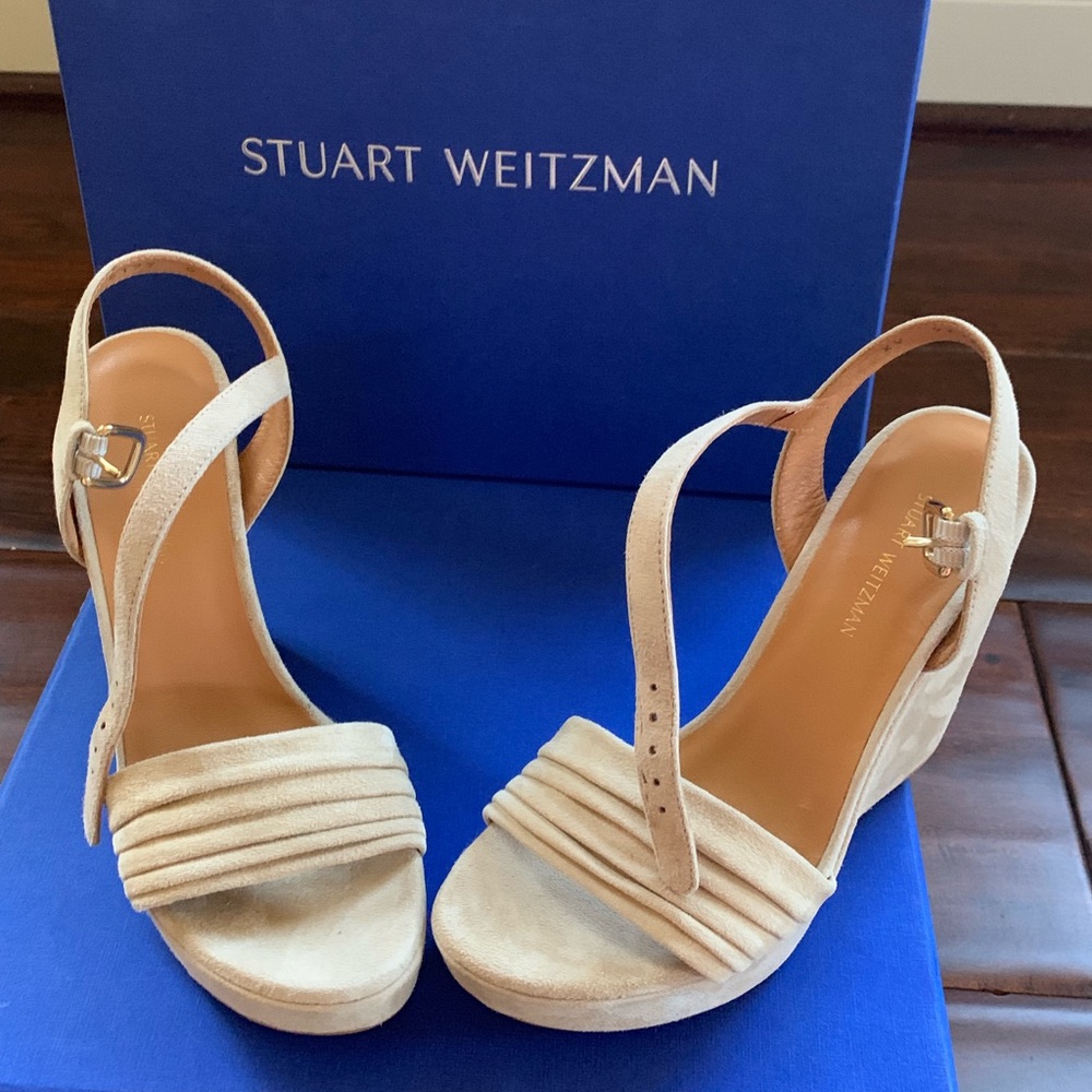 Cream wedge heels